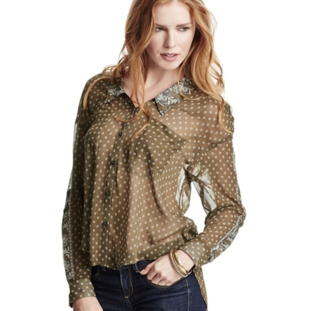 Free People Easy Rider Sheer Button Down